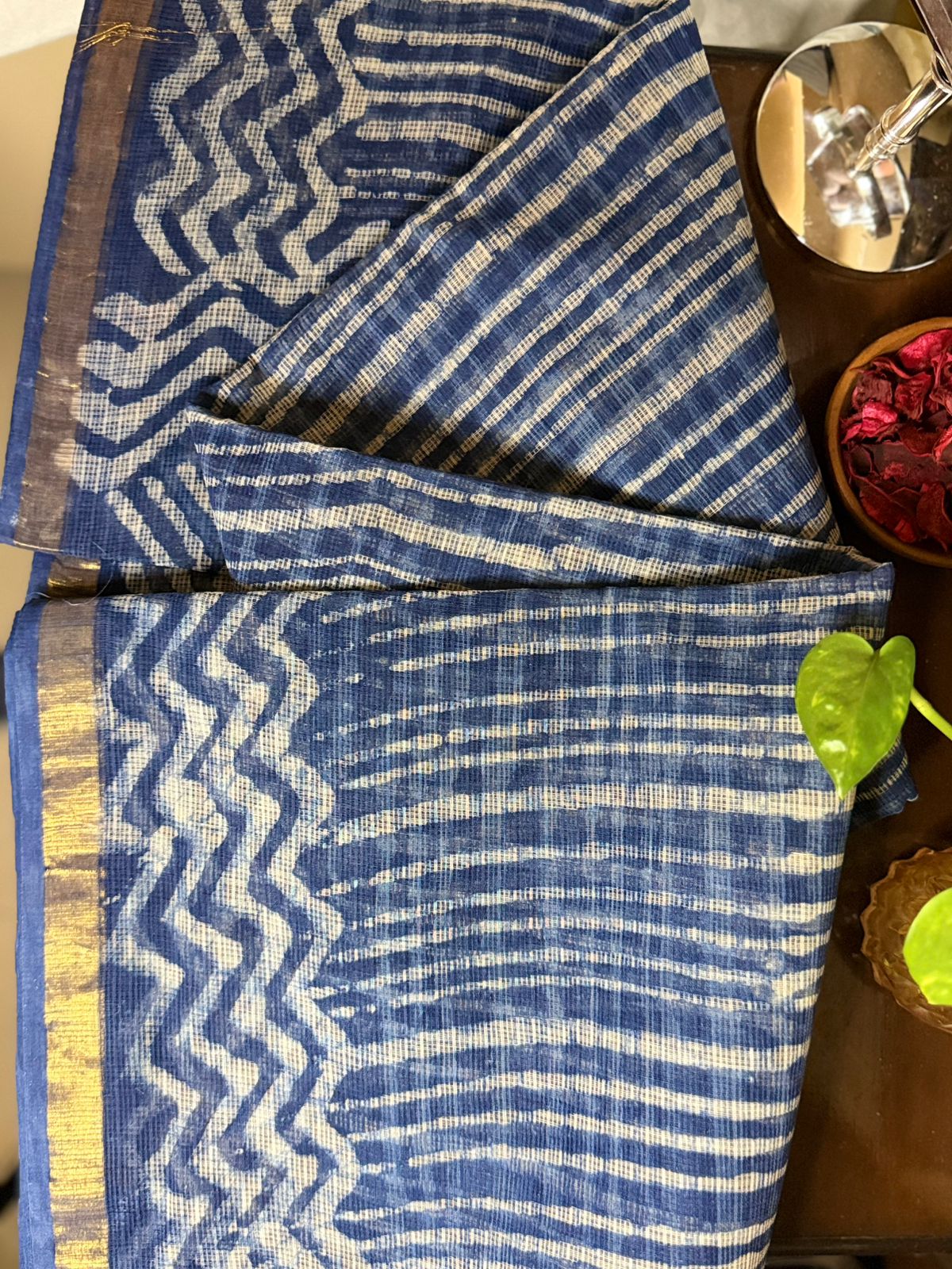 Classic Navy Chevron Saree