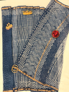 Classic Navy Chevron Saree