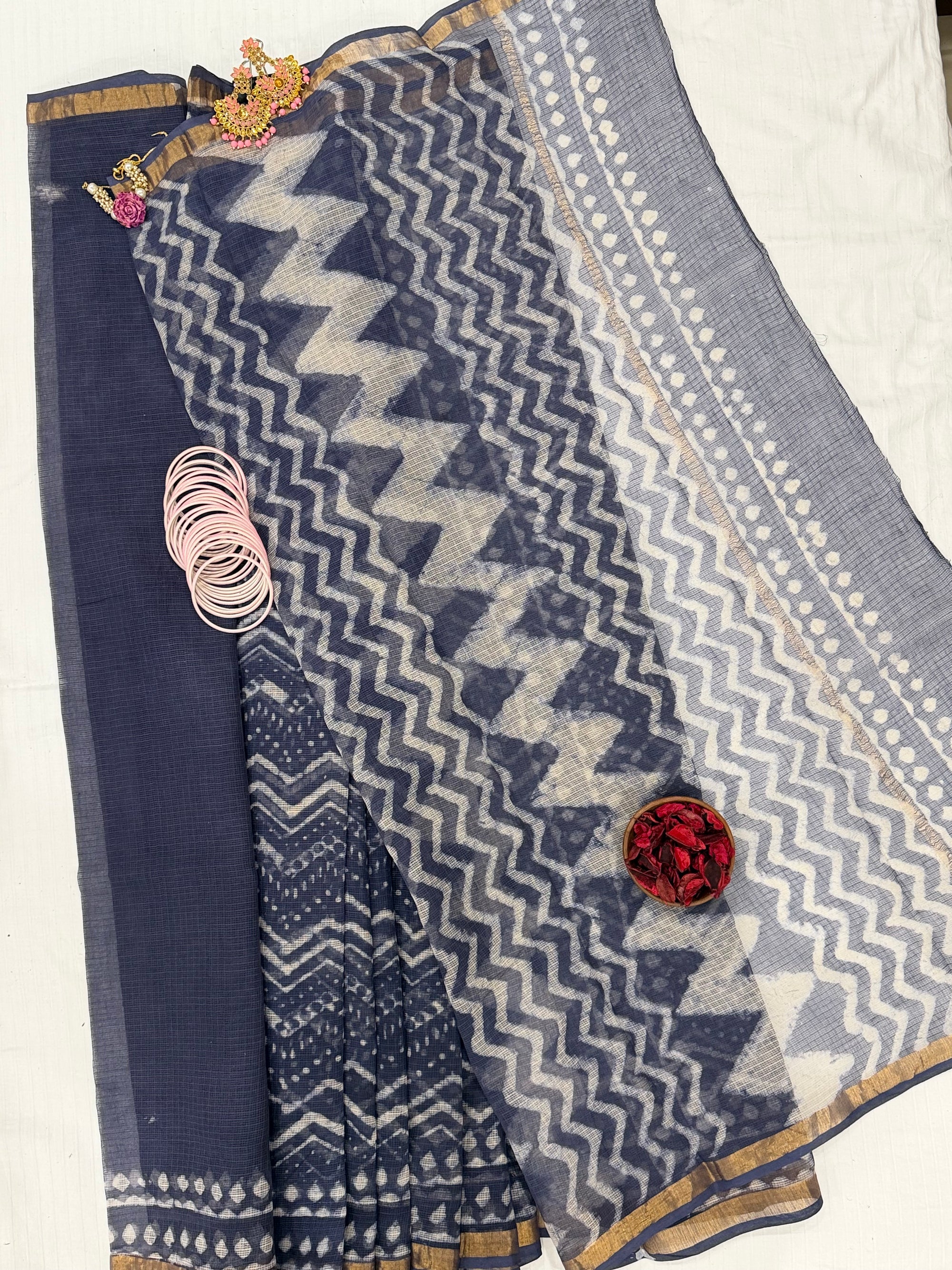 Royal Indigo Leheriya Saree