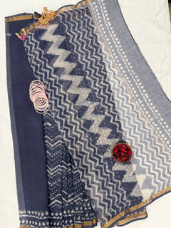 Royal Indigo Leheriya Saree