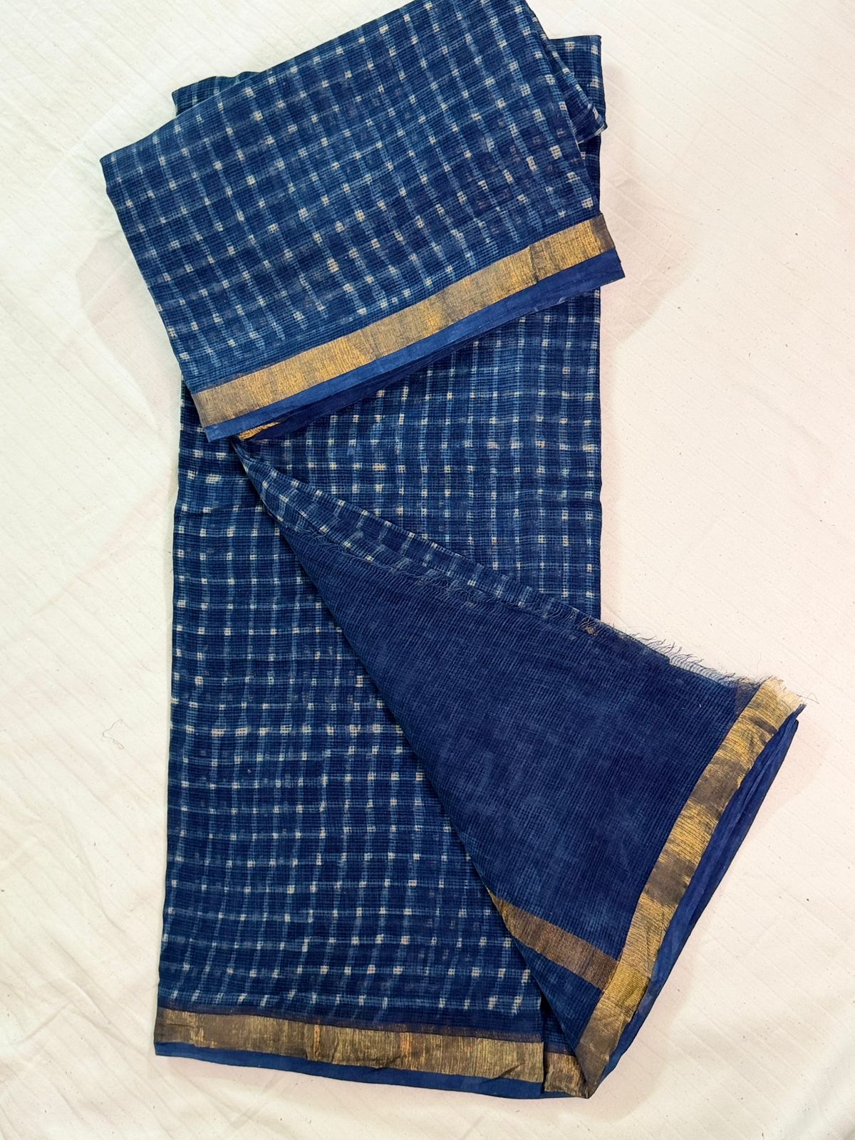 Classic Blue Checkmate Saree