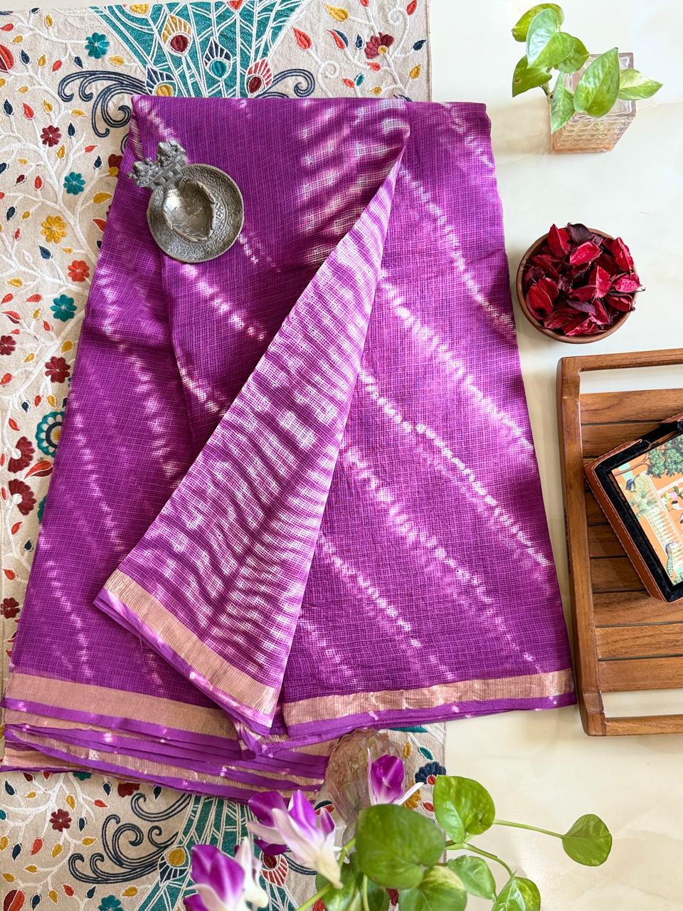 Royal Magenta Bandhani Saree