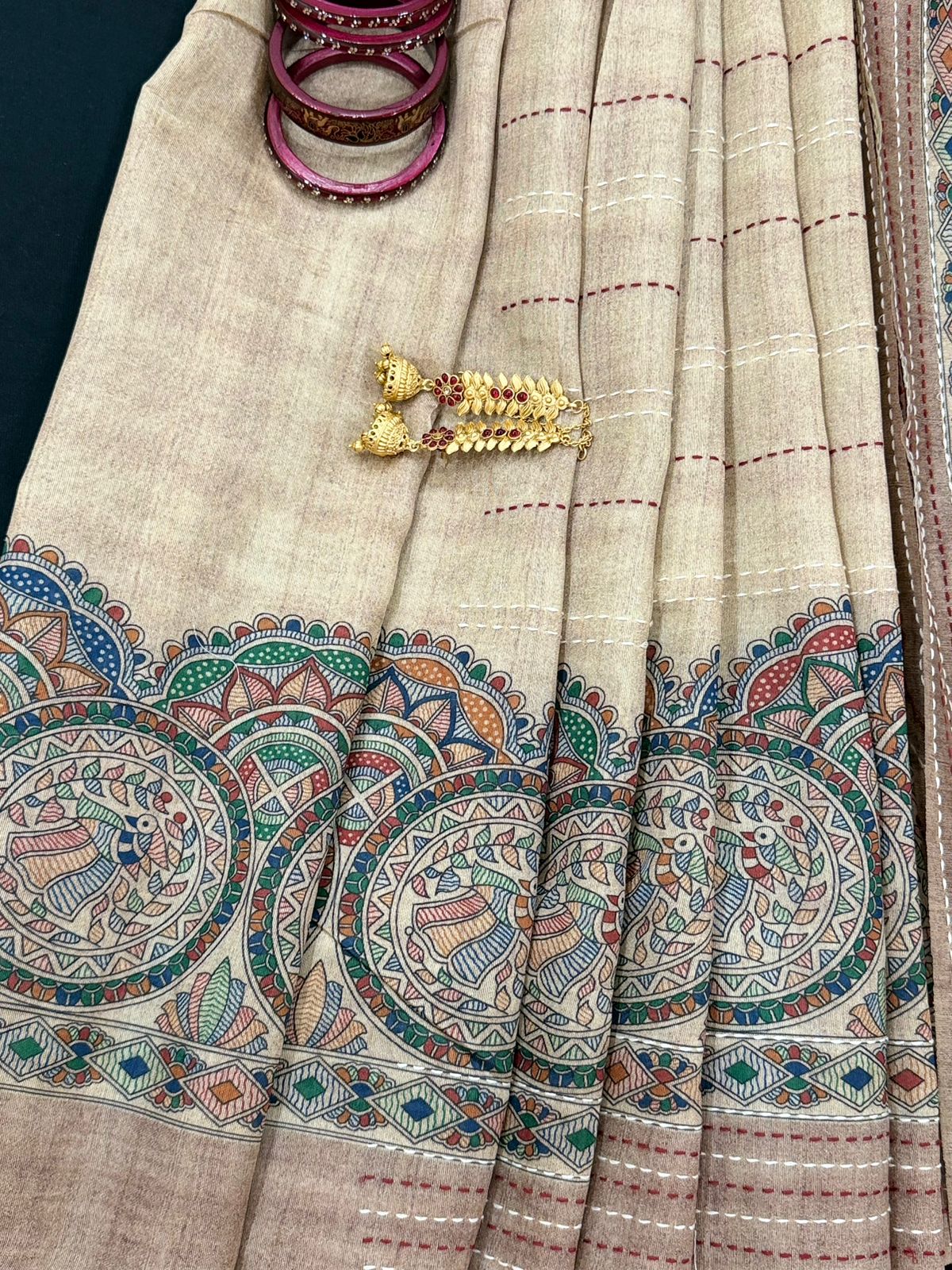 Madhubani Heritage Kantha Saree