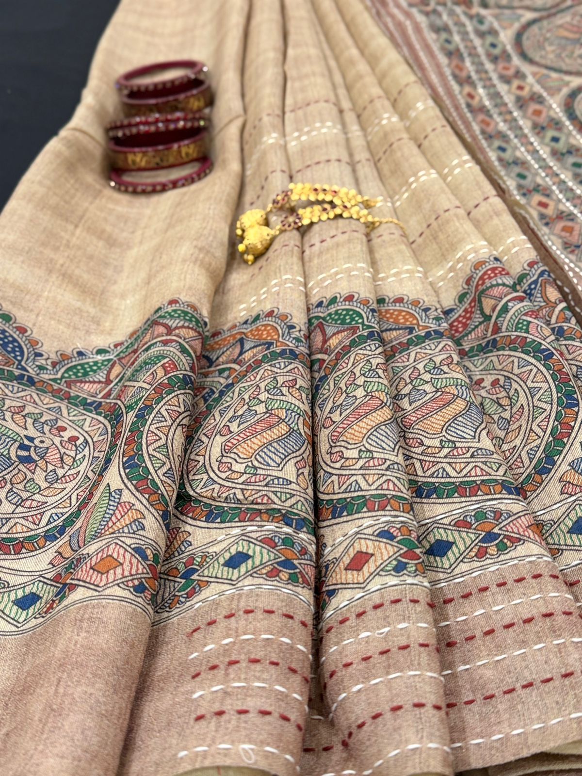 Madhubani Heritage Kantha Saree