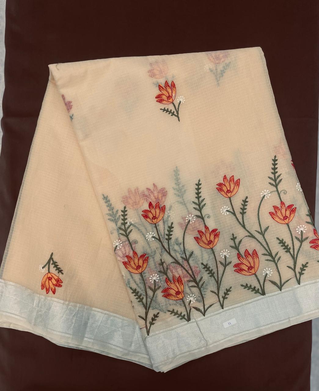 Peach Petal Whisper Kota Doria