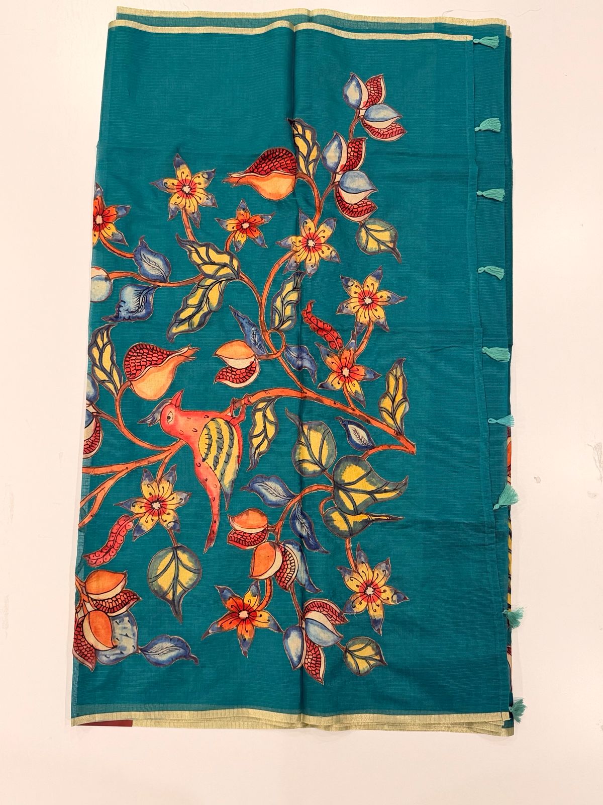 Teal Blue Patchwork  Kota Doria