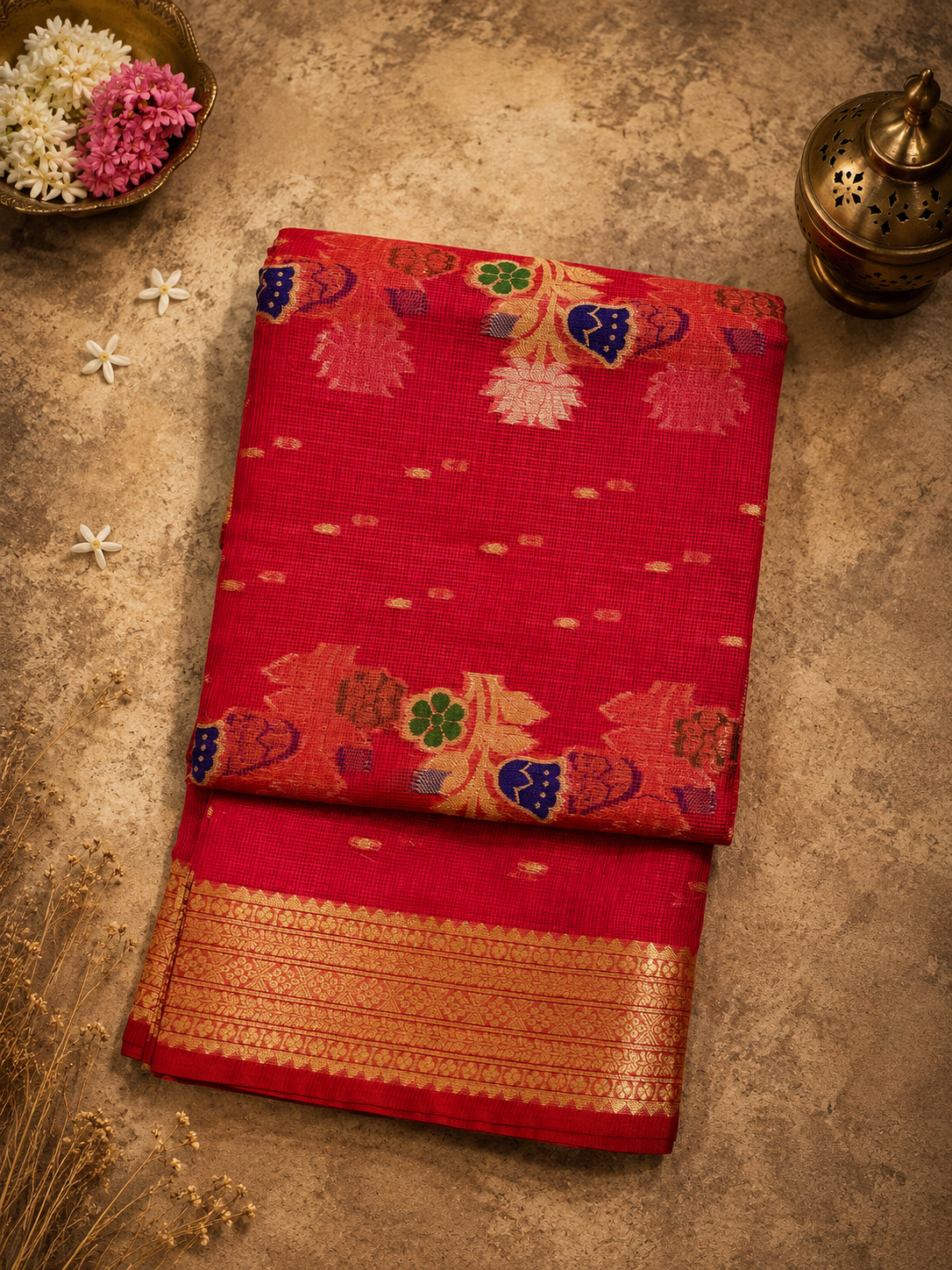 Red Zari Masuria Malmal