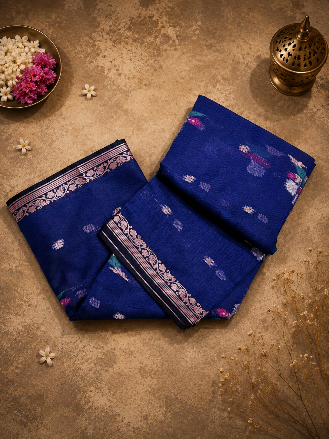 Navy Blue Zari Masuria Malmal