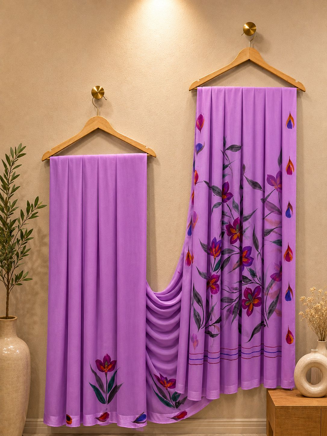 Lavender Bloom Synthetic Chiffon Mix Saree