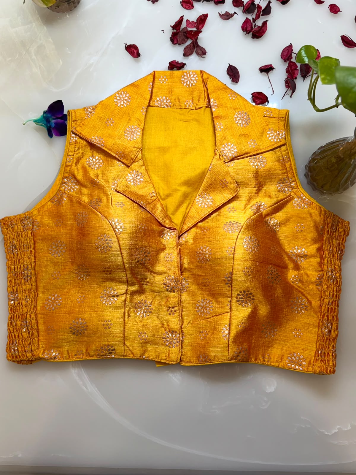Yellow Brocade Blouse