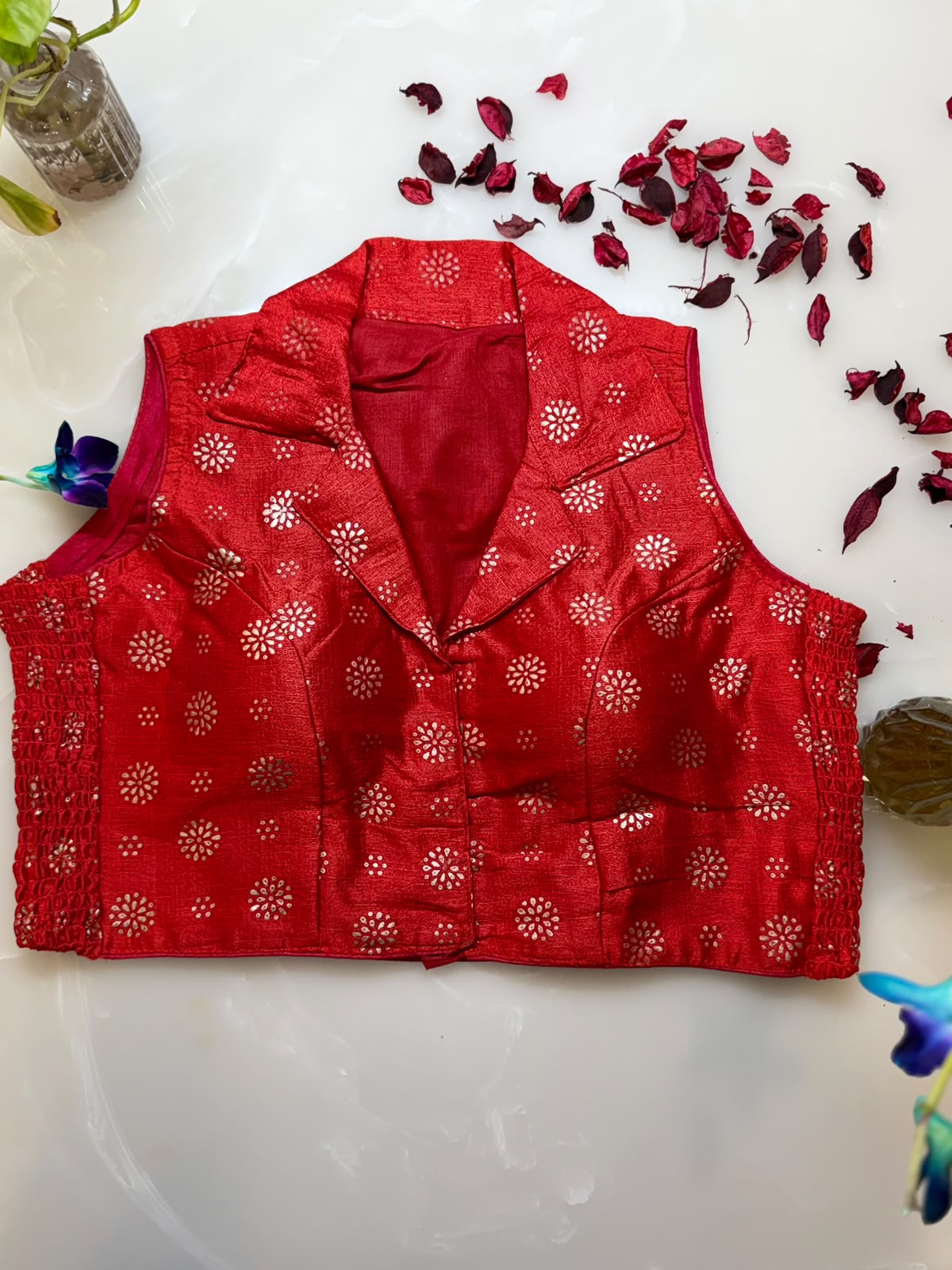 Red Brocade Blouse