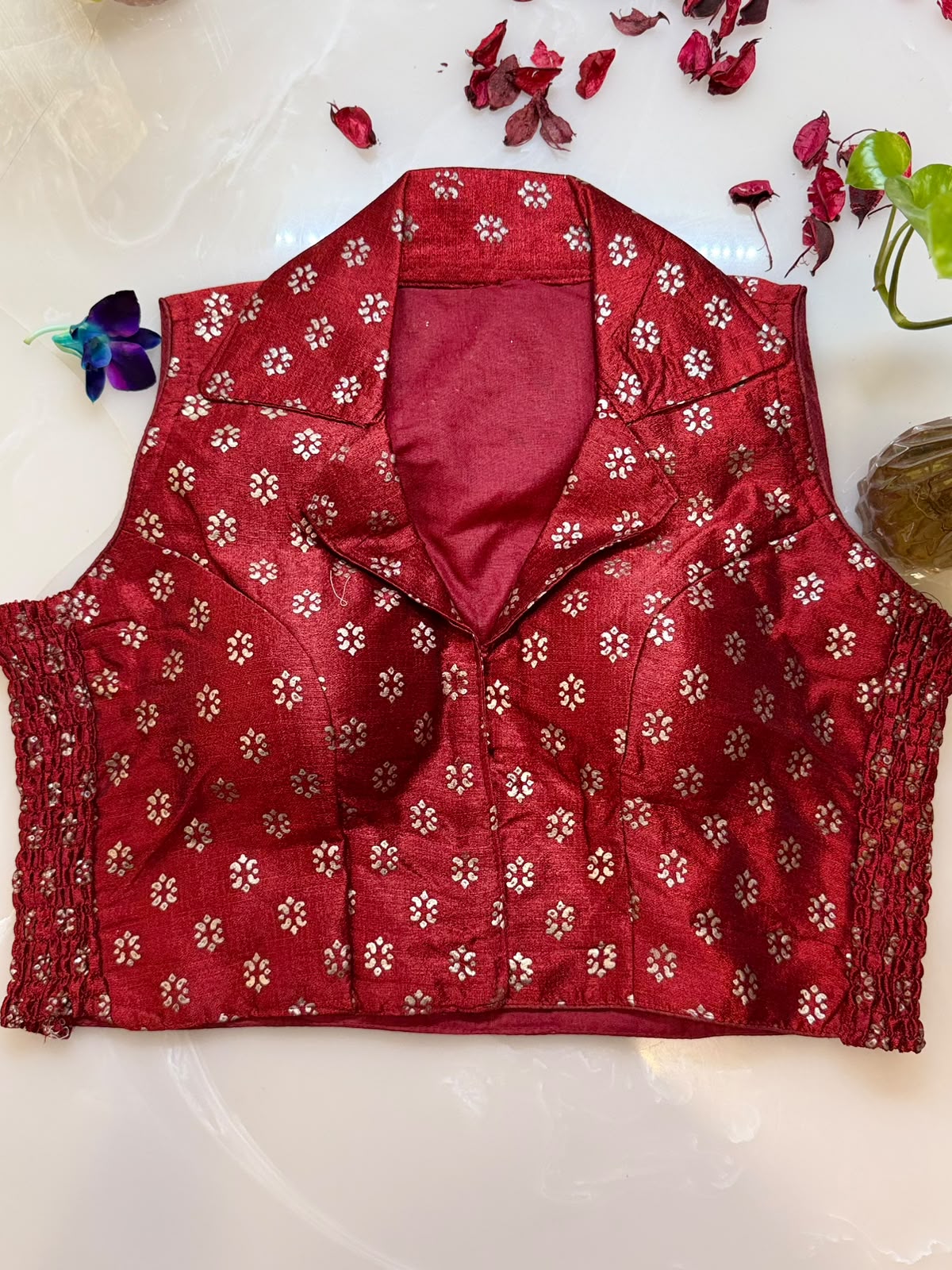 Maroon Brocade Blouse