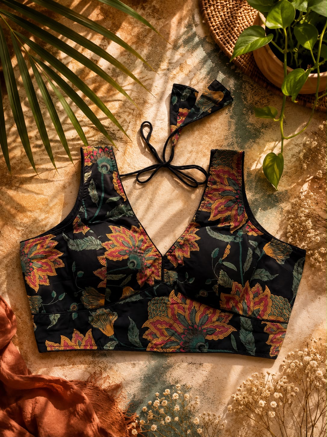 Agrakh Black Floral Blouse