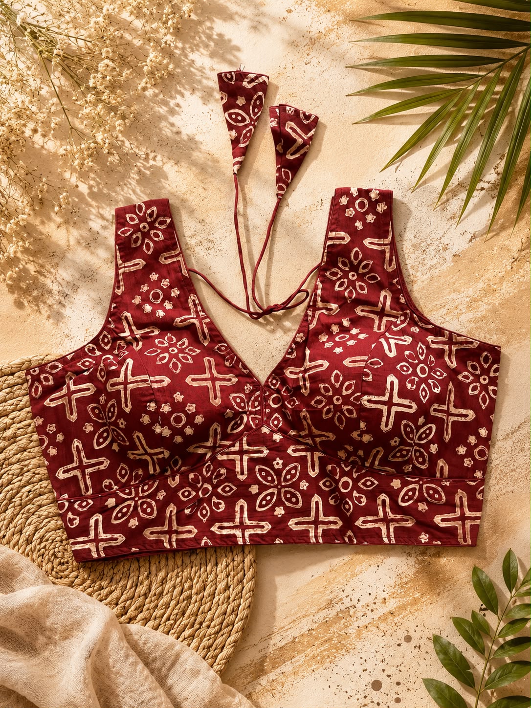 Ajrakh Terracotta Red Blouse