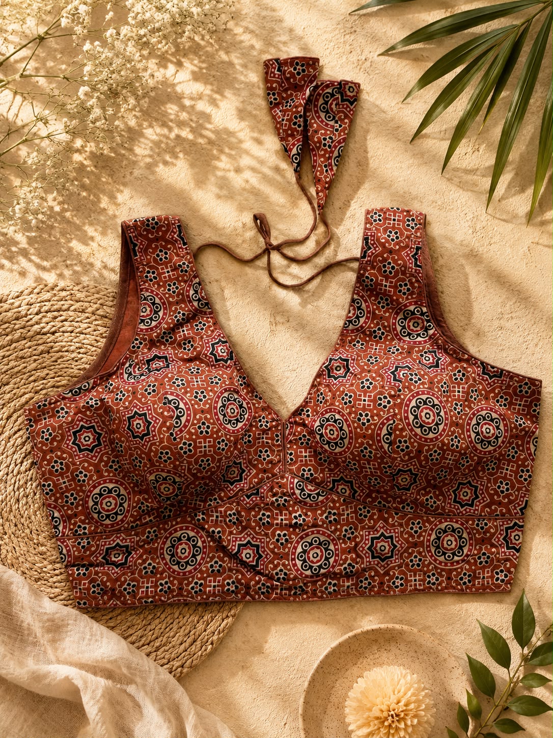 Ajrakh Brick Red Blouse