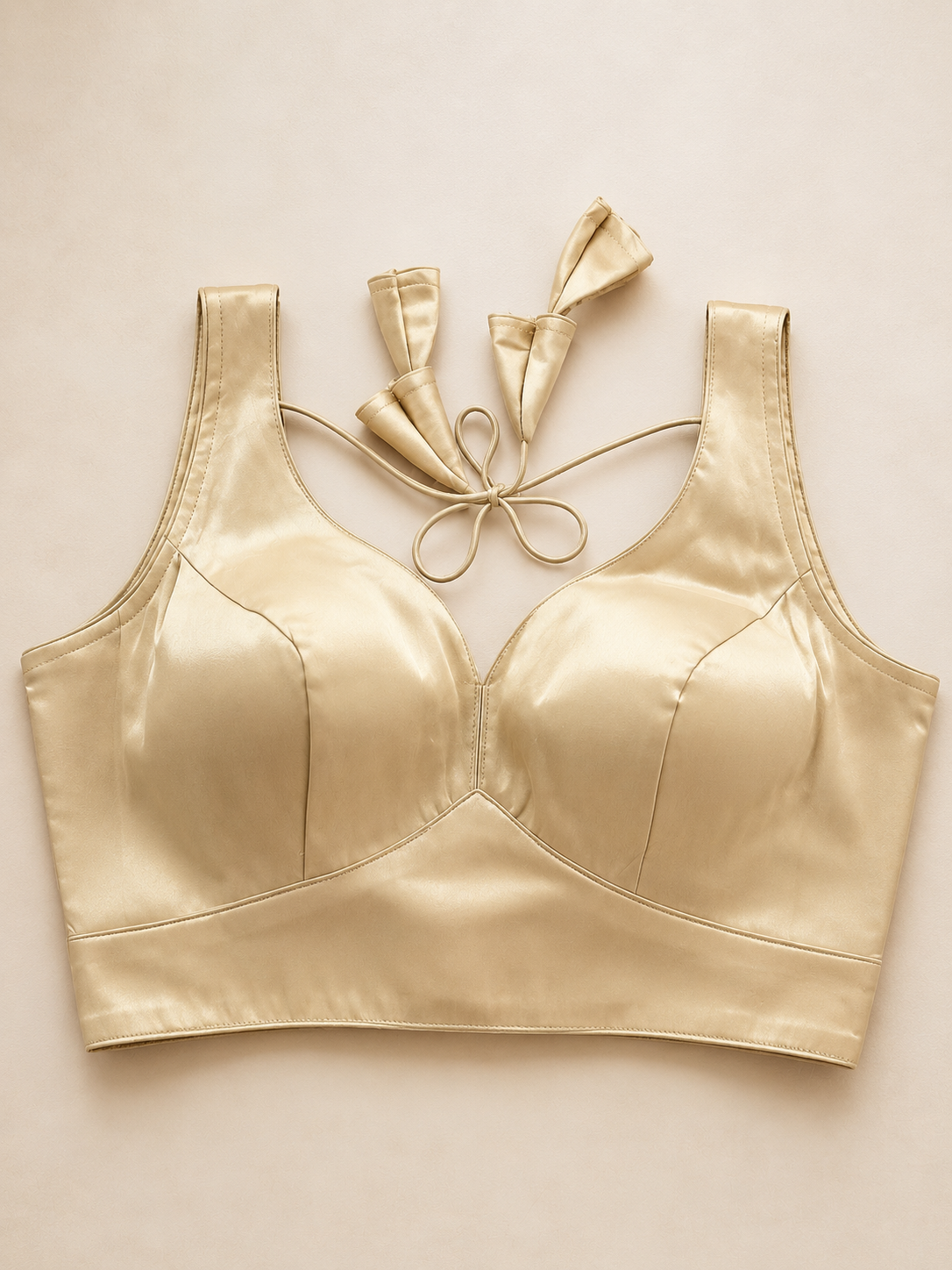 Champagne Gold Satin Silk Blouse