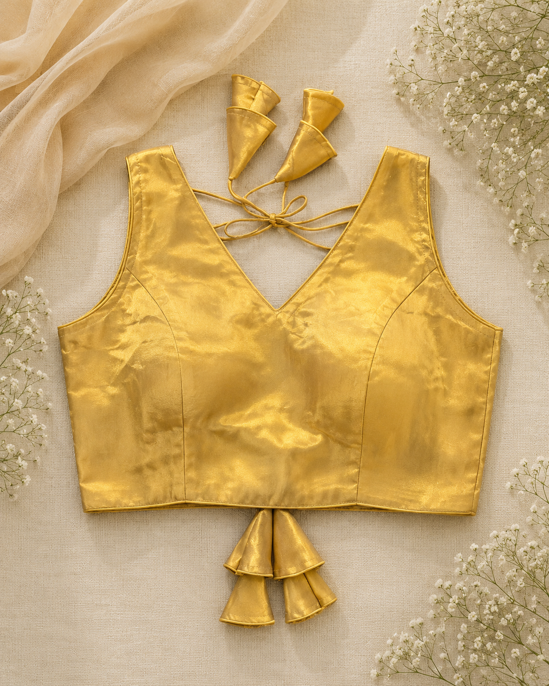 Golden Satin Silk Blouse
